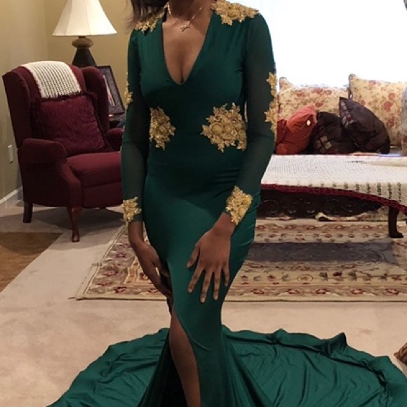 Emerald Prom dress. Custom made - Picture 4 of 4